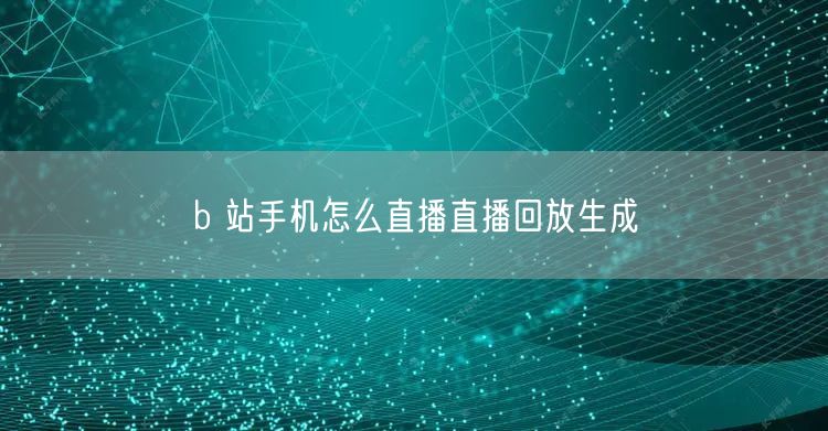 b 站手机怎么直播直播回放生成