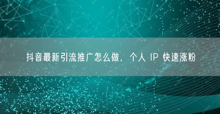 抖音最新引流推广怎么做，个人 IP 快速涨粉