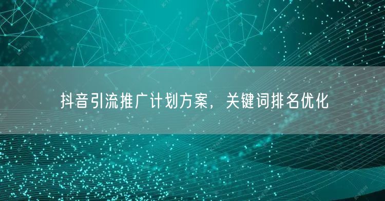 抖音引流推广计划方案，关键词排名优化